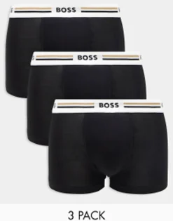 Underwear*BOSS Bodywear Revive 3 Pack Trunks In Black