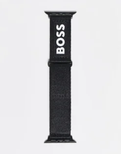 Watches*BOSS Men'S Silicone Logo Apple Watch Strap In Black