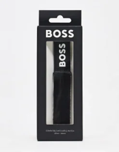 Watches*BOSS Men'S Silicone Logo Apple Watch Strap In Black