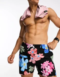 Swimwear*BOSS Bodywear Boss Piranha Floral Print Swim Short In Black