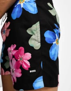 Swimwear*BOSS Bodywear Boss Piranha Floral Print Swim Short In Black
