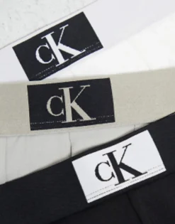 Underwear*Calvin Klein Ck 96 3 Pack Cotton Low Rise Trunks In Multi Black/Grey/White