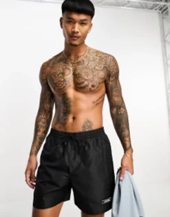 Swimwear*Calvin Klein Core Logo Tape Short Drawstring Swim Shorts In Black