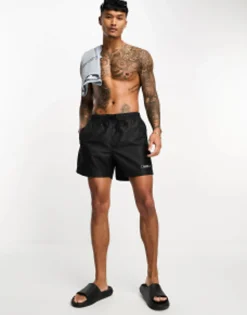 Swimwear*Calvin Klein Core Logo Tape Short Drawstring Swim Shorts In Black