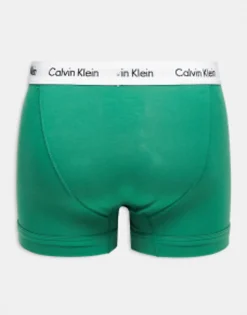 Underwear*Calvin Klein Cotton Stretch Trunks In Multi Grey/Yellow/Green