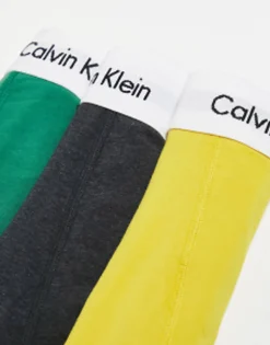 Underwear*Calvin Klein Cotton Stretch Trunks In Multi Grey/Yellow/Green