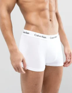 Underwear*Calvin Klein Cotton Stretch 3 Pack Low Rise Trunks In White