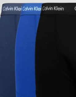 Underwear*Calvin Klein Cotton Stretch 3 Pack Trunks In Multi Navy/Blue/Black