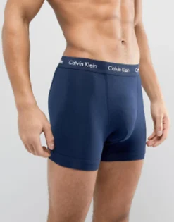 Underwear*Calvin Klein Cotton Stretch 3 Pack Trunks In Multi Navy/Blue/Black
