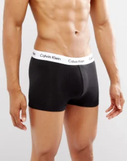 Underwear*Calvin Klein Cotton Stretch 3 Pack Low Rise Trunks In Black