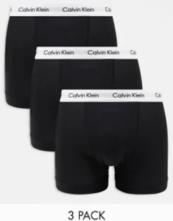 Underwear*Calvin Klein Cotton Stretch 3 Pack Trunks In Black
