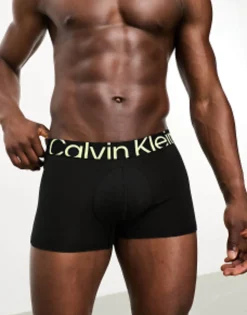 Underwear*Calvin Klein Future Shift Trunk In Black With Green Logo Waistband Black/Green
