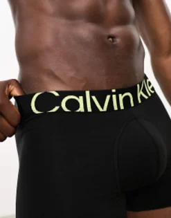 Underwear*Calvin Klein Future Shift Trunk In Black With Green Logo Waistband Black/Green