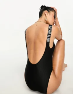 Swimwear & Beachwear*Calvin Klein Intense Power Rib Scoop Back Swimsuit In Black