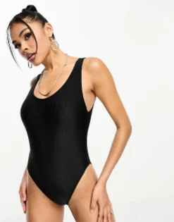 Swimwear & Beachwear*Calvin Klein Intense Power Rib Scoop Back Swimsuit In Black