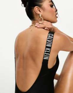 Swimwear & Beachwear*Calvin Klein Intense Power Rib Scoop Back Swimsuit In Black