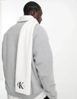 Scarves*Calvin Klein Jeans Embroidered Scarf In White Bright White