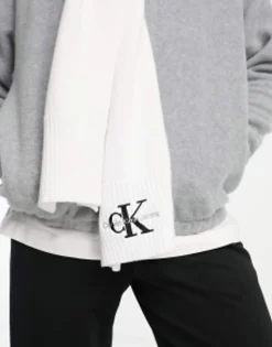 Scarves*Calvin Klein Jeans Embroidered Scarf In White Bright White