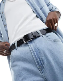 Belts*Calvin Klein Jeans Flat Classic Leather Belt In Black