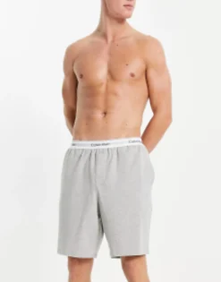 Shorts*Calvin Klein Lounge Shorts In Grey With Logo Waistband Grey Heather