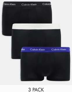 Underwear*Calvin Klein 3-Pack Low Rise Trunks With Coloured Waistband In Black
