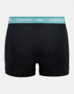 Underwear*Calvin Klein 3-Pack Trunks With Coloured Waistband In Black