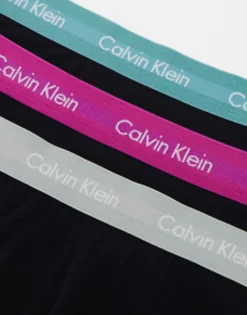 Underwear*Calvin Klein 3-Pack Trunks With Coloured Waistband In Black
