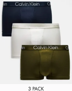 Underwear*Calvin Klein 3-Pack Trunks In Navy, Grey And Khaki Navy/Grey/Khaki