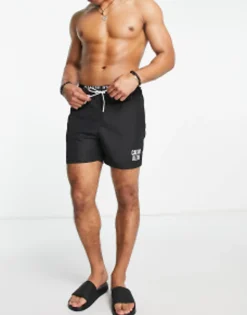 Swimwear*Calvin Klein Small Thigh Logo Swim Shorts In Black