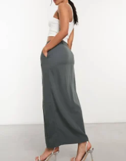 Skirts*Closet London Split Pencil Maxi Skirt In Charcoal Grey Black