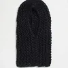 Scarves*Collusion Chunky Crochet Textured Knit Balaclava In Black