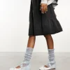 Gloves*Collusion Open Stitch Knitted Arm And Leg Warmers In Light Blue