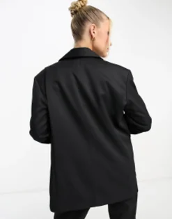Suits & Tailoring*Collusion Oversized Woven Blazer With Pockets In Black
