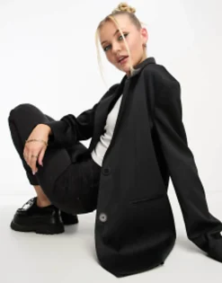 Suits & Tailoring*Collusion Oversized Woven Blazer With Pockets In Black