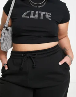 Tracksuits & Joggers*Collusion Plus Oversized Branded Joggers In Black