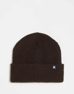 Hats*Collusion Unisex Beanie In Chocolate Brown