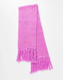 Scarves*Collusion Unisex Fluffy Knit Logo Scarf In Pink