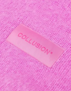 Scarves*Collusion Unisex Fluffy Knit Logo Scarf In Pink