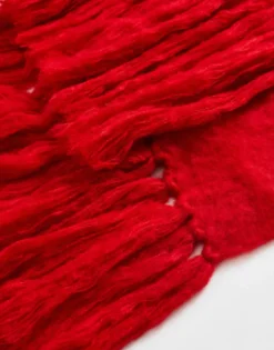 Scarves*Collusion Unisex Fluffy Knit Logo Scarf In Red