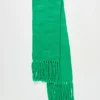 Scarves*Collusion Unisex Fluffy Knit Logo Scarf In Green Mid Green