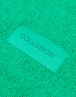 Scarves*Collusion Unisex Fluffy Knit Logo Scarf In Green Mid Green