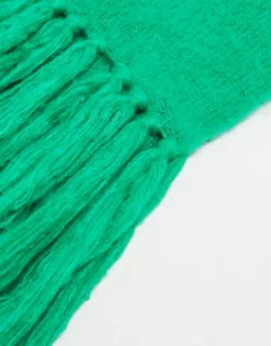 Scarves*Collusion Unisex Fluffy Knit Logo Scarf In Green Mid Green