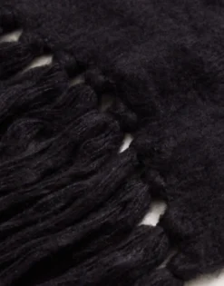 Scarves*Collusion Unisex Fluffy Knit Logo Scarf In Black