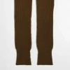 Gloves*Collusion Unisex Long Sleeve Knitted Fingerless Gloves In Brown