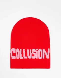 Beanies*Collusion Unisex Skater Beanie With Logo Knit In Red