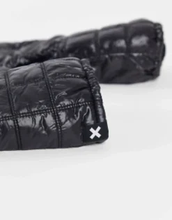 Gloves*Collusion Unisex Wet Look Padded Gloves In Black