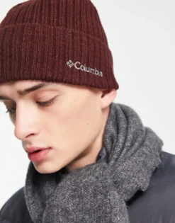 Beanies*Columbia Watch Cap Ribbed Beanie In Burgundy