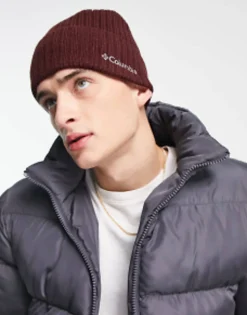 Beanies*Columbia Watch Cap Ribbed Beanie In Burgundy