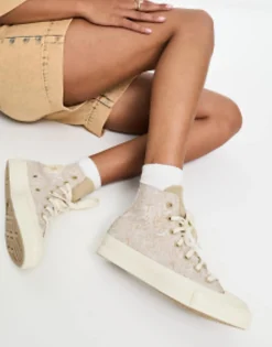 Sportswear*Converse Chuck 70 Hi Trainers With Swirl Print In Beige Tan