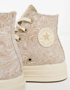 Sportswear*Converse Chuck 70 Hi Trainers With Swirl Print In Beige Tan